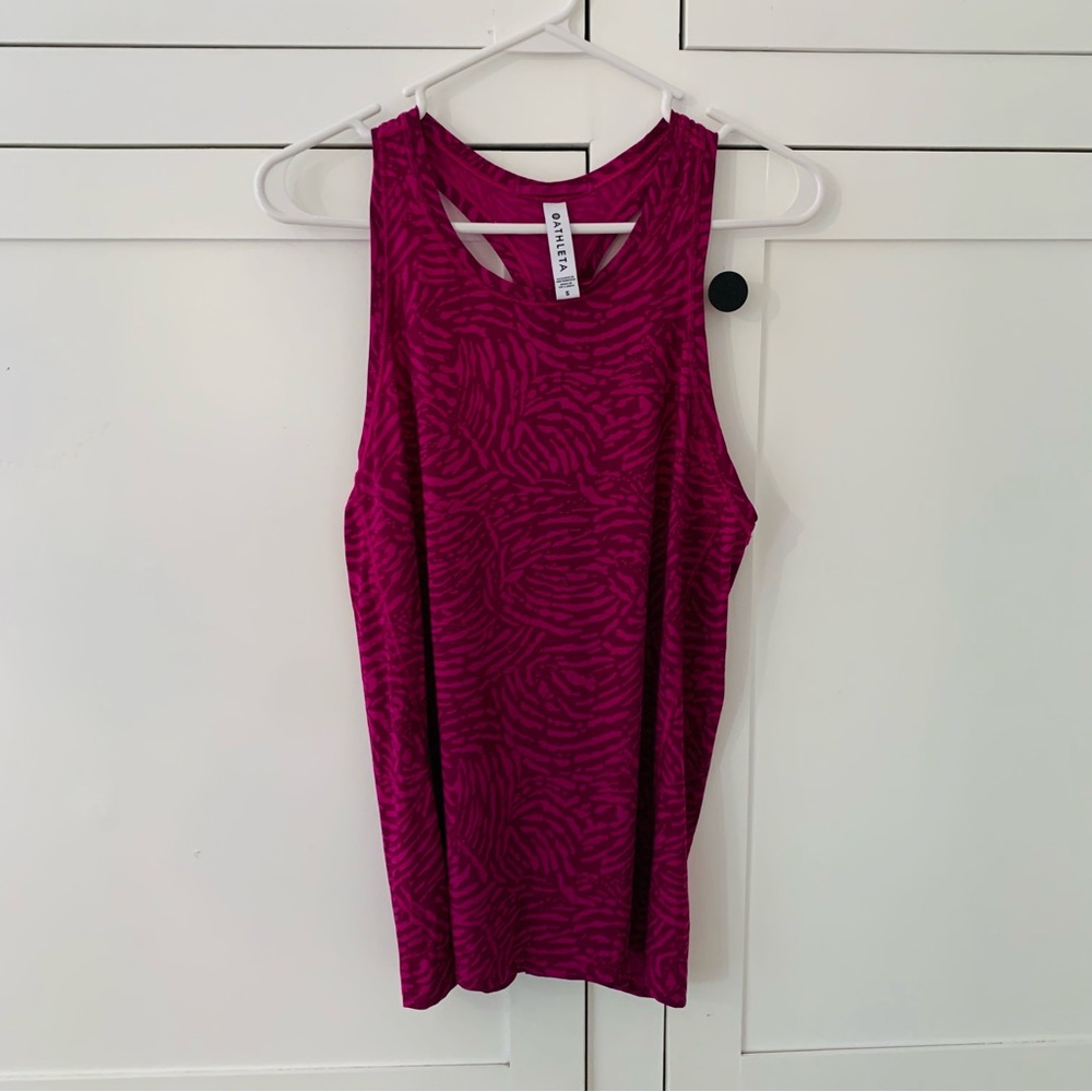Athleta Purple Animal Print Racerback Tank Top Size Small
